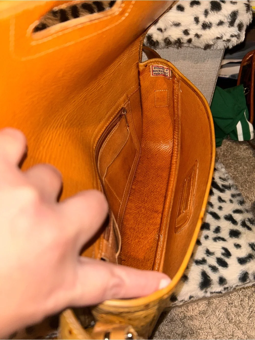 Dooney & Bourke vintage Ostrich leather large flap shoulder bag with Wallet